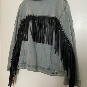 Lily and Lottie by Chelsea DeBoer black fringe Jean jacket